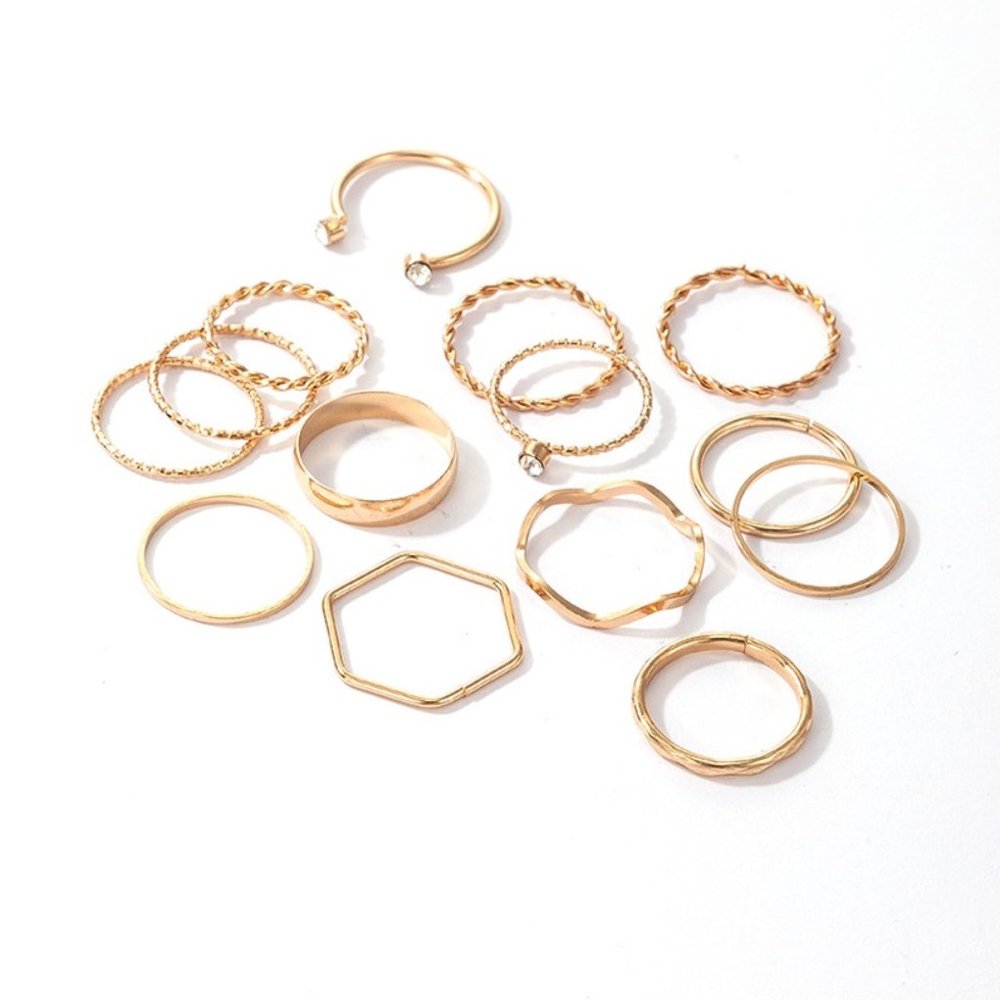 14 Piece Simple Ring Set - Picture 2 of 2